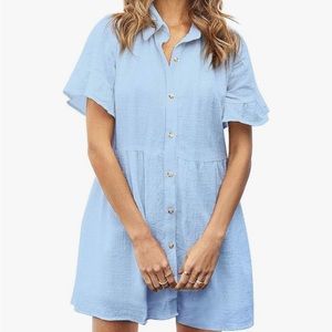 ROYLAMP Button Up Collared Mini Dresses with Pockets